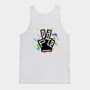 PEACE Hand | PEACE Fingers Design with color splashes Tank Top